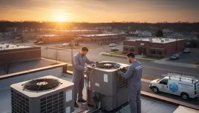 Professional AC repair technician servicing air conditioner in Buffalo, NY home
