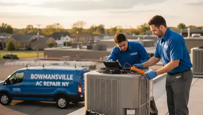 Professional AC repair technician servicing air conditioner units in Buffalo, NY